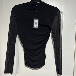 Black Long Sleeve Mesh Top